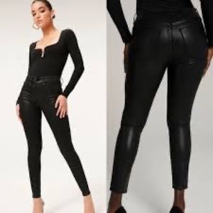 GOOD AMERICAN Black Waxed High Waist Skinny Jeans!